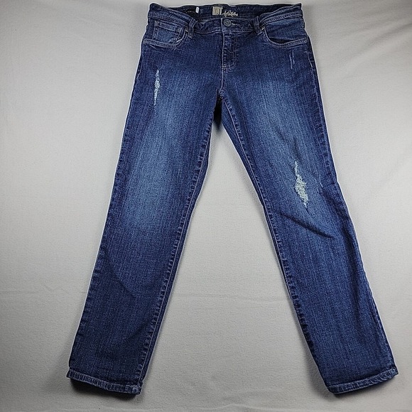 Kut From The Kloth Jeans Celine Slouchy Boyfriend Women Sz 10 Stretch Distressed - Picture 1 of 12